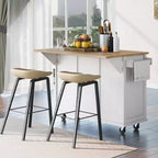 Îlot de cuisine avec comptoir abattant, chariot de cuisine avec 5 roues, armoire de rangement et 3 tiroirs - ModernLuxe