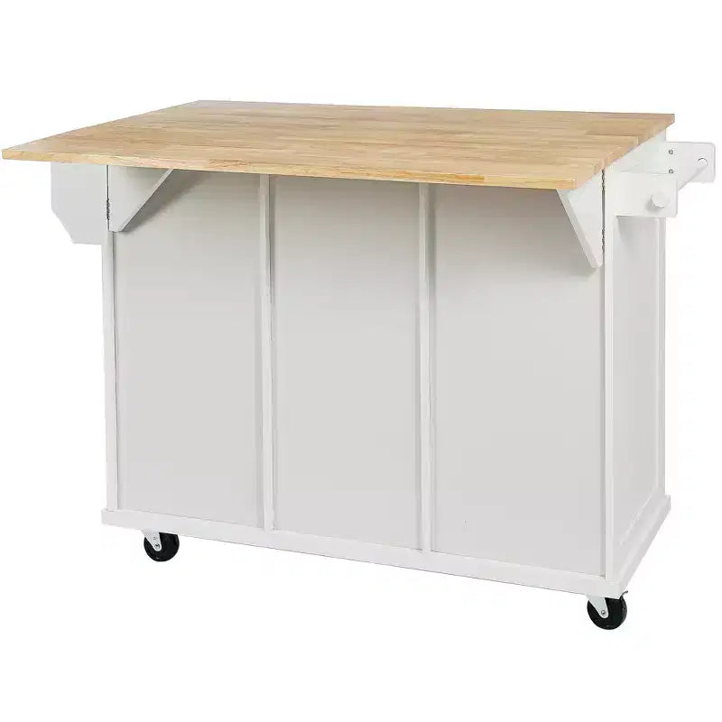 Îlot de cuisine avec comptoir abattant, chariot de cuisine avec 5 roues, armoire de rangement et 3 tiroirs - ModernLuxe