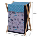 Bacati - Panier à linge pour garçons Woodlands Aqua/Navy/Gray avec cadre en bois