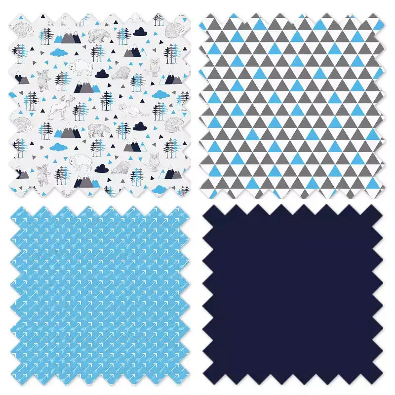 Bacati - Panier à linge pour garçons Woodlands Aqua/Navy/Gray avec cadre en bois