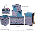 Bacati - Panier à linge pour garçons Woodlands Aqua/Navy/Gray avec cadre en bois