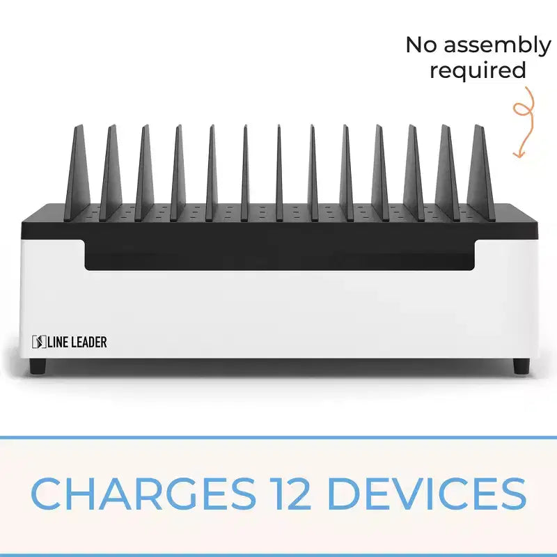 Stand Steady Line Leader Station de charge ouverte de bureau pour jusqu'à 12 appareils - Blanc