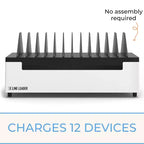 Stand Steady Line Leader Station de charge ouverte de bureau pour jusqu'à 12 appareils - Blanc