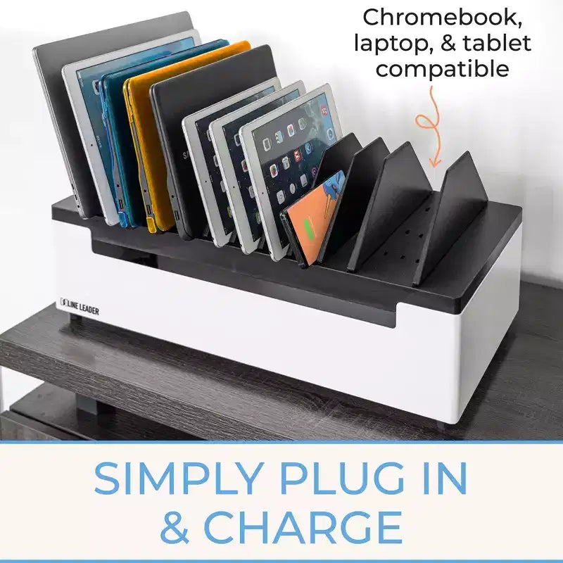 Stand Steady Line Leader Station de charge ouverte de bureau pour jusqu'à 12 appareils - Blanc