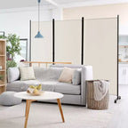 Paravent pliant 3 panneaux Costway 183 cm sur roulettes verrouillables Noir/Marron/Gris/Blanc