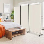 Paravent pliant 3 panneaux Costway 183 cm sur roulettes verrouillables Noir/Marron/Gris/Blanc
