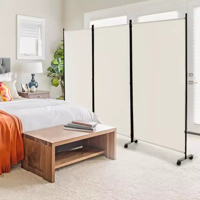 Paravent pliant 3 panneaux Costway 183 cm sur roulettes verrouillables Noir/Marron/Gris/Blanc