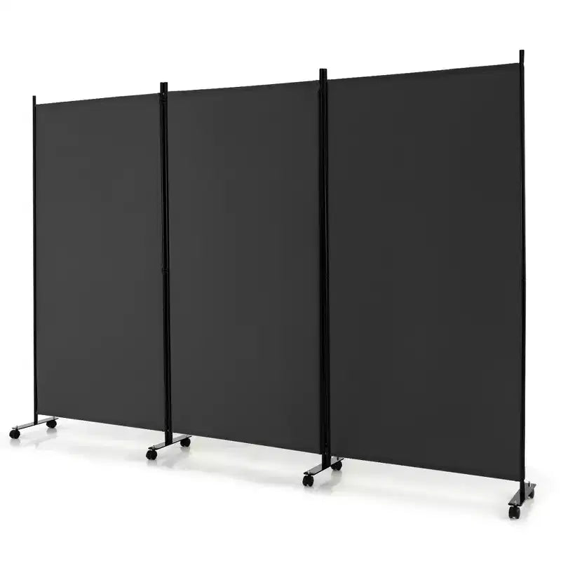 Paravent pliant 3 panneaux Costway 183 cm sur roulettes verrouillables Noir/Marron/Gris/Blanc