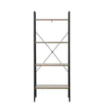 LuxenHome 4-Shelf 58.3 x 23.62 W Wood and Metal Ladder Bookcase. Brown
