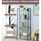 Bibliothèque échelle à 4 étagères LuxenHome 58,3 x 23,62 L en bois et métal. Marron