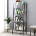 Bibliothèque échelle à 4 étagères LuxenHome 58,3 x 23,62 L en bois et métal. Marron