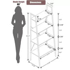 Bibliothèque échelle à 4 étagères LuxenHome 58,3 x 23,62 L en bois et métal. Marron