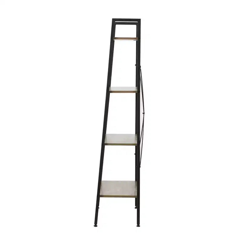 Bibliothèque échelle à 4 étagères LuxenHome 58,3 x 23,62 L en bois et métal. Marron