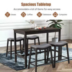 Ensemble de table de bar et de 4 tabourets de selle rembourrés Costway 5 pièces, hauteur comptoir