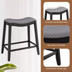 Ensemble de table de bar et de 4 tabourets de selle rembourrés Costway 5 pièces, hauteur comptoir