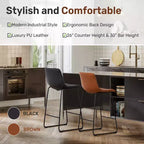 FERPIT Modern Faux Leather Counter Bar Stools Upholstered with Metal Frame 2 Pack