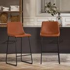 FERPIT Tabourets de bar de comptoir modernes en similicuir rembourrés avec cadre en métal, lot de 2