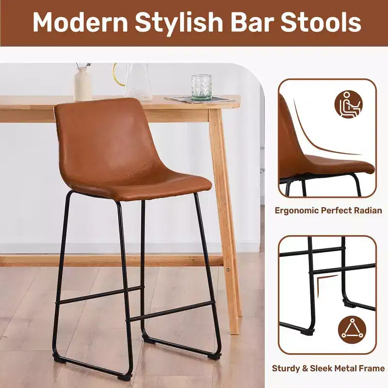 FERPIT Tabourets de bar de comptoir modernes en similicuir rembourrés avec cadre en métal, lot de 2