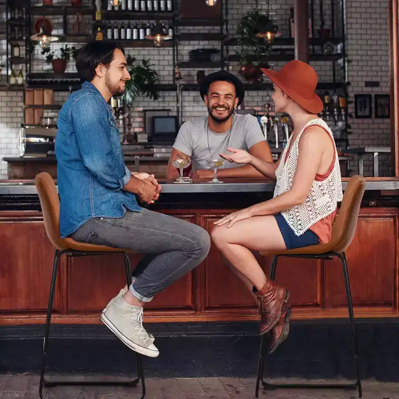 FERPIT Tabourets de bar de comptoir modernes en similicuir rembourrés avec cadre en métal, lot de 2