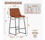 FERPIT Tabourets de bar de comptoir modernes en similicuir rembourrés avec cadre en métal, lot de 2