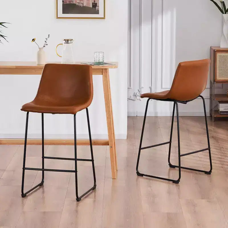FERPIT Tabourets de bar de comptoir modernes en similicuir rembourrés avec cadre en métal, lot de 2