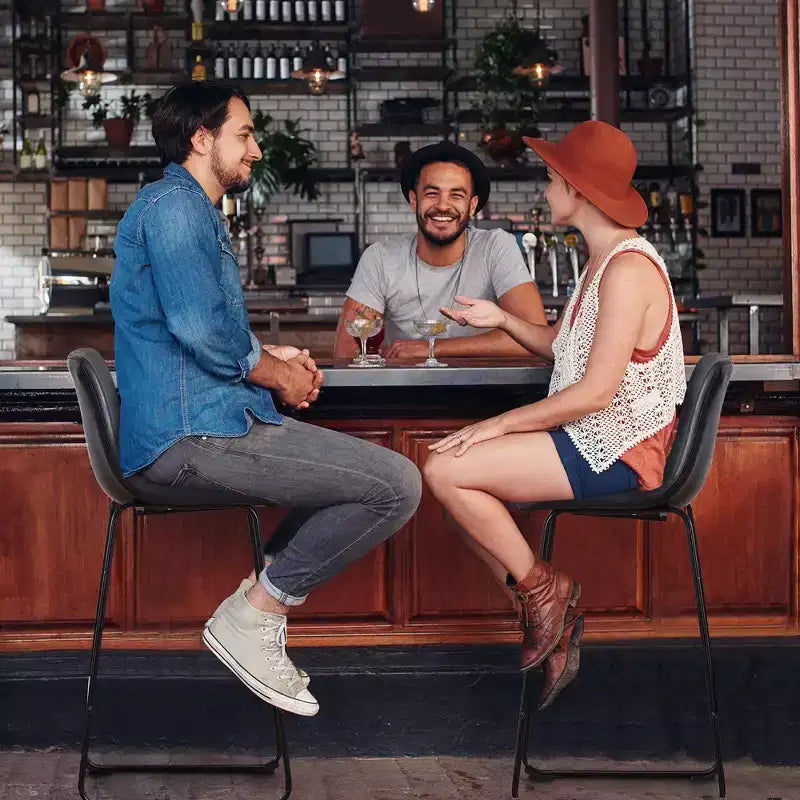 FERPIT Tabourets de bar de comptoir modernes en similicuir rembourrés avec cadre en métal, lot de 2
