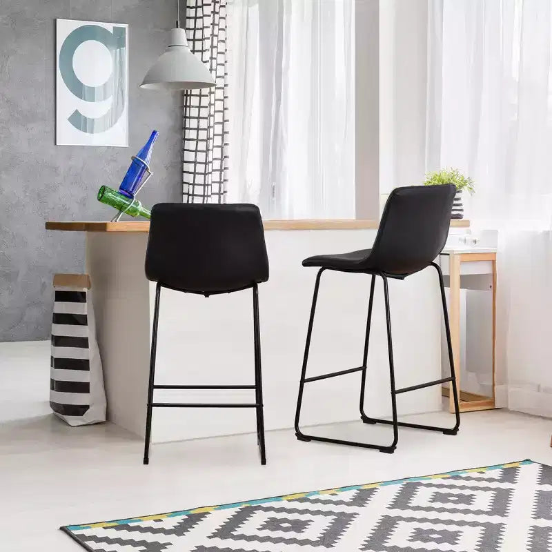 FERPIT Tabourets de bar de comptoir modernes en similicuir rembourrés avec cadre en métal, lot de 2