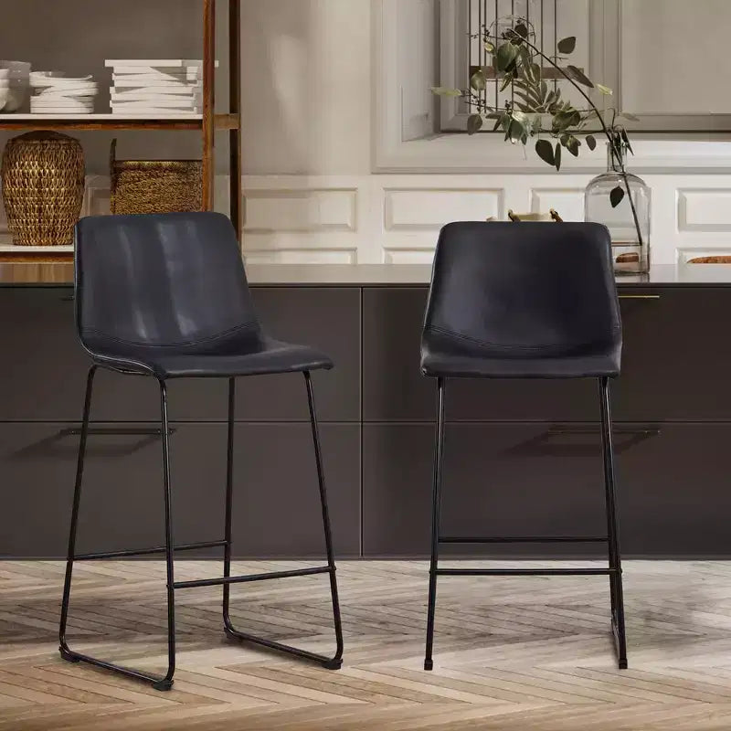 FERPIT Tabourets de bar de comptoir modernes en similicuir rembourrés avec cadre en métal, lot de 2