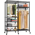 VIPEK R4 Rolling Garment Rack Heavy Duty Clothes Rack with Double Rods and Lockable Wheels