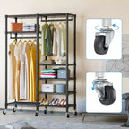 VIPEK R4 Portant à vêtements roulant robuste avec double tringle et roulettes verrouillables