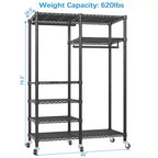 VIPEK R4 Portant à vêtements roulant robuste avec double tringle et roulettes verrouillables