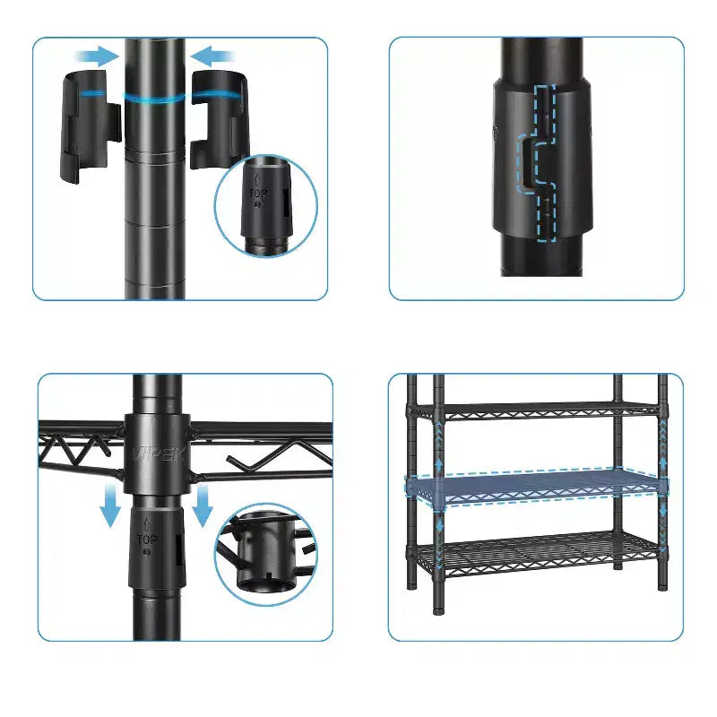 VIPEK R4 Portant à vêtements roulant robuste avec double tringle et roulettes verrouillables