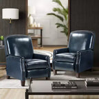 Lot de 2 fauteuils inclinables Deborah modernes en bois et cuir véritable avec clous décoratifs pour le salon et la chambre | ART OF LIVING DESIGNS
