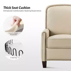 Lot de 2 fauteuils inclinables Deborah modernes en bois et cuir véritable avec clous décoratifs pour le salon et la chambre | ART OF LIVING DESIGNS