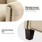 Lot de 2 fauteuils inclinables Deborah modernes en bois et cuir véritable avec clous décoratifs pour le salon et la chambre | ART OF LIVING DESIGNS