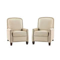Lot de 2 fauteuils inclinables Deborah modernes en bois et cuir véritable avec clous décoratifs pour le salon et la chambre | ART OF LIVING DESIGNS
