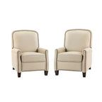 Lot de 2 fauteuils inclinables Deborah modernes en bois et cuir véritable avec clous décoratifs pour le salon et la chambre | ART OF LIVING DESIGNS