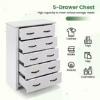 Costway Commode 5 tiroirs Meuble de rangement Haut placard Chambre Couloir Gris foncé/Noyer