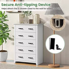 Costway Commode 5 tiroirs Meuble de rangement Haut placard Chambre Couloir Gris foncé/Noyer