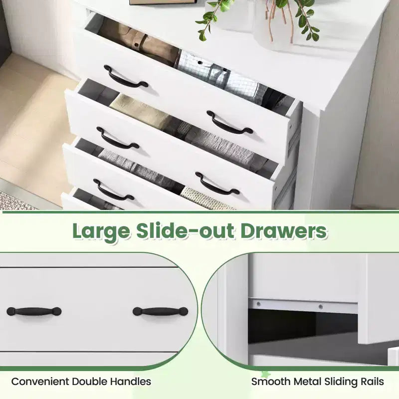 Costway Commode 5 tiroirs Meuble de rangement Haut placard Chambre Couloir Gris foncé/Noyer