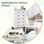 Costway Commode 5 tiroirs Meuble de rangement Haut placard Chambre Couloir Gris foncé/Noyer