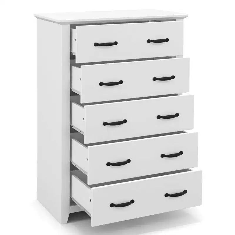 Costway Commode 5 tiroirs Meuble de rangement Haut placard Chambre Couloir Gris foncé/Noyer