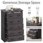 Costway Commode 5 tiroirs Meuble de rangement Haut placard Chambre Couloir Gris foncé/Noyer