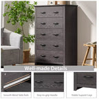 Costway Commode 5 tiroirs Meuble de rangement Haut placard Chambre Couloir Gris foncé/Noyer