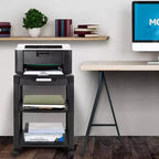 Mount-It! Meuble d'imprimante mobile à 3 niveaux avec tiroir | Chariot d'imprimante réglable en hauteur avec 4 roulettes pivotantes et gestion des câbles | Support d'imprimante roulant