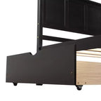 Lit plateforme de rangement en bois pour lits jumeaux avec lit gigogne/deux tiroirs-ModernLuxe