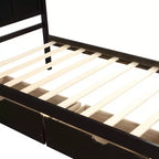 Lit plateforme de rangement en bois pour lits jumeaux avec lit gigogne/deux tiroirs-ModernLuxe