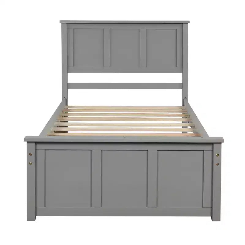 Lit plateforme de rangement en bois pour lits jumeaux avec lit gigogne/deux tiroirs-ModernLuxe