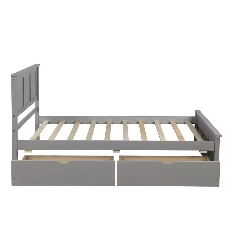 Lit plateforme de rangement en bois pour lits jumeaux avec lit gigogne/deux tiroirs-ModernLuxe
