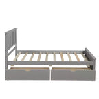 Lit plateforme de rangement en bois pour lits jumeaux avec lit gigogne/deux tiroirs-ModernLuxe